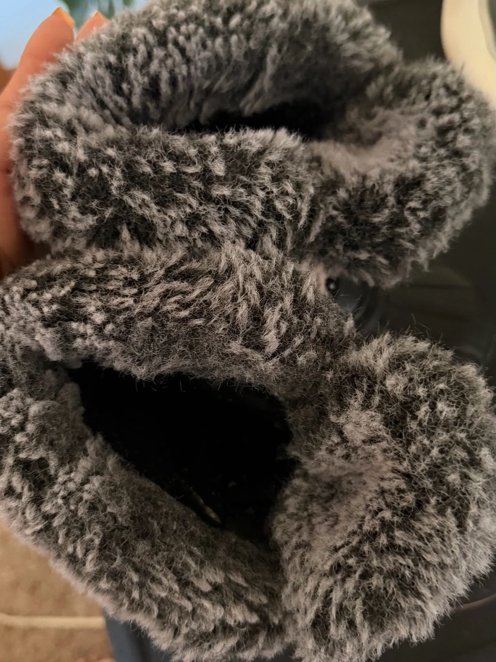 Kids Winter Snow Boots with Faux Fur Trim - Black/Grey